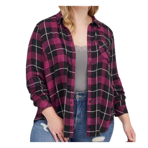 torrid Tops - TORRID Lizzie Brushed Rayon Acrylic Button-Up Tunic Shirt I Size: 3XL